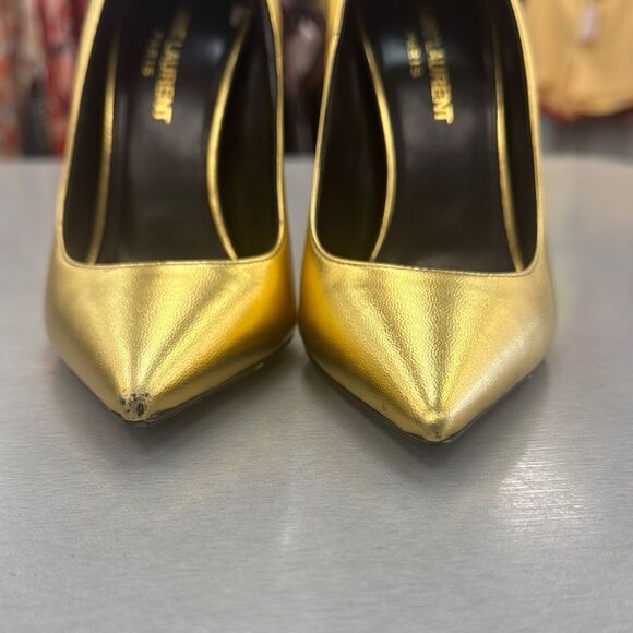 Saint Laurent Metallic Gold Heels - Picture 3 of 8